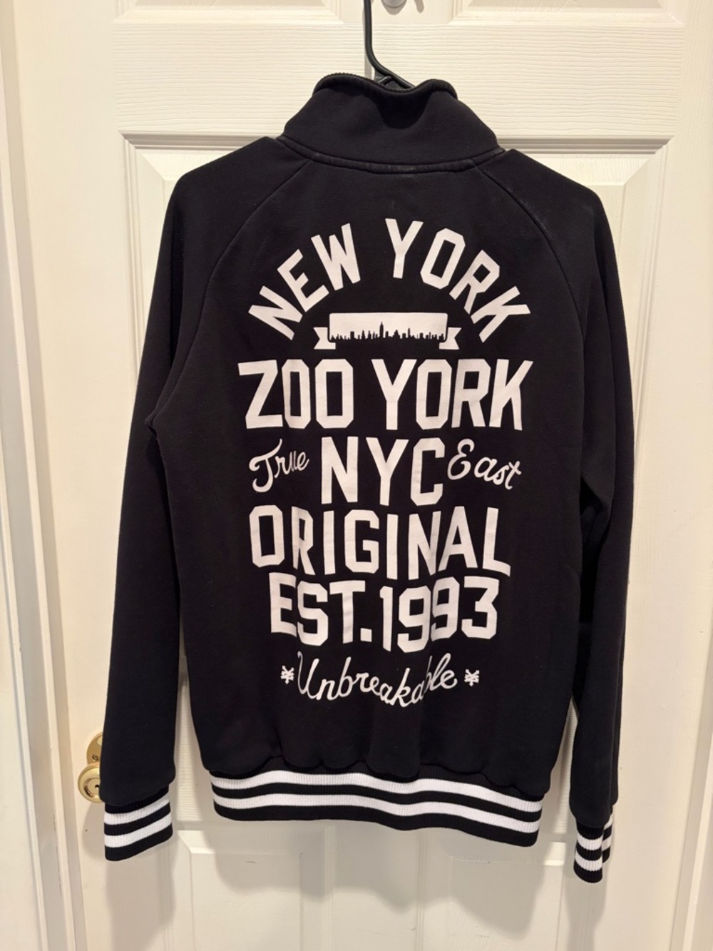 Zoo York Black and White Striped Collar Zip Jacket